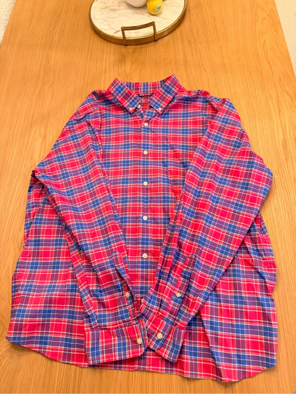 Vineyard Vines Red and Blue Plaid Button-Down Shirt